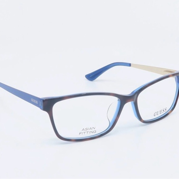 New- 🌸GUESS Women's Tortoiseshell Frames with Blue Temple Tips and Red Case - Picture 4 of 8